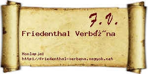 Friedenthal Verbéna névjegykártya